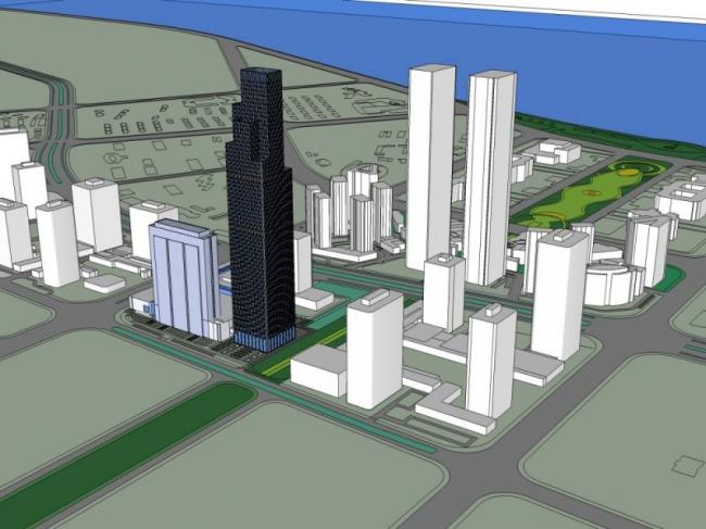 SketchUp Model of a Modern Super High-Rise Urban Complex: Office, Hotel, and Commercial Spaces
