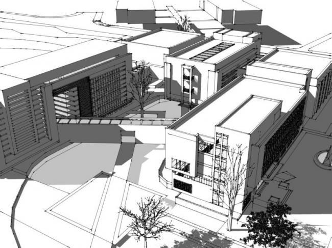 Modern Multi-Story Office Building Model in SketchUp