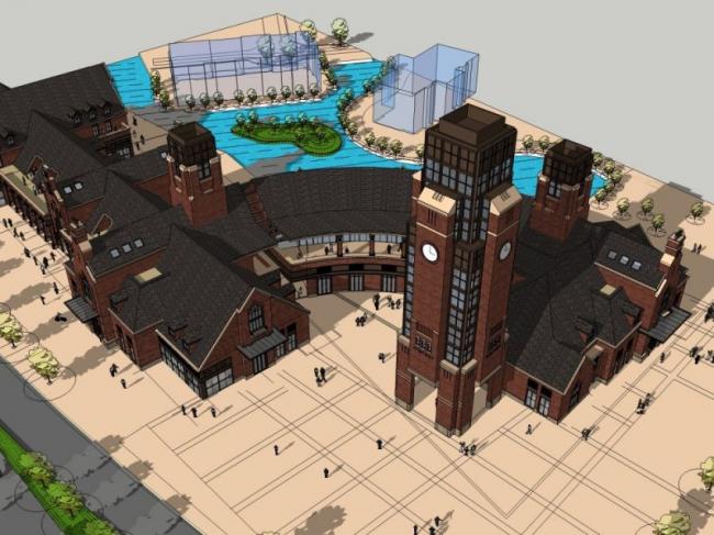 SketchUp Business Model: Classical-Style Low-Rise Commercial Pedestrian Street