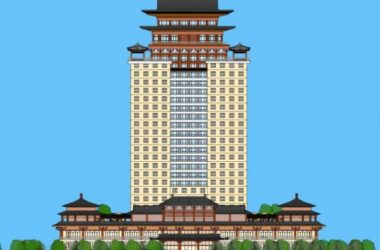 Modern Chinese-Style High-Rise Hotel Model in SketchUp-BIM WORLD