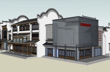 SketchUp Business Model: Multi-Story Commercial Ancient Street in Traditional Chinese Antique Style-BIM WORLD