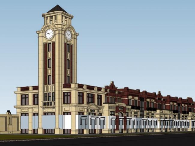 SketchUp Business Model: Classical Multi-Story Business Center Design