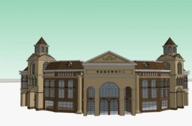 SketchUp Business Model: Multi-Story Classical Style Shopping Center-BIM WORLD