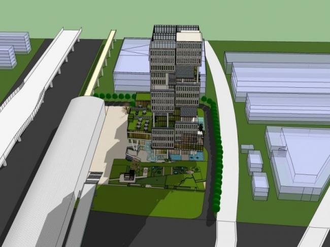 SketchUp Model: Modern High-Rise Energy-Efficient Office Building