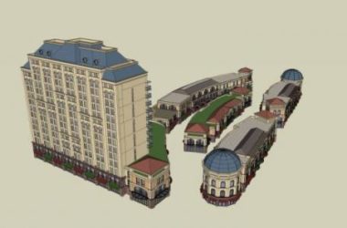 SketchUp Complex Model: Multi-Story Classical Mixed-Use Building with Commercial Ground Floor and Residential Units-BIM WORLD