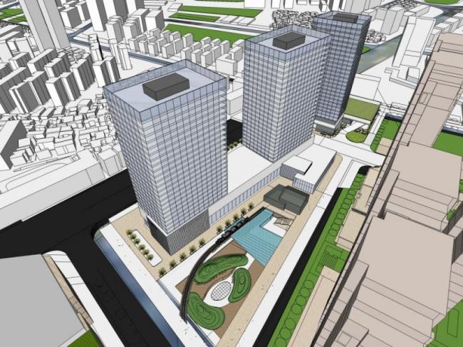 SketchUp Complex Model: Multi-Story Modern Commercial Building with Offices and Hotel