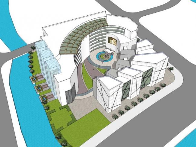 SketchUp Business Model: Modern Multi-Story Commercial Complex Design