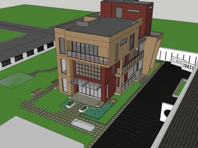 Modern Multi-Story Office Building Model in SketchUp