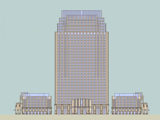 Modern High-Rise Office Building Model in SketchUp