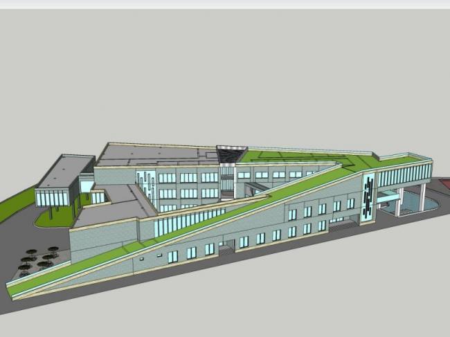 Modern Multi-Story Elderly Care Center and Medical Building SketchUp Model