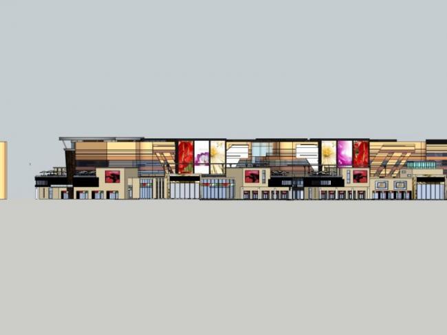 SketchUp Business Model: Modern Multi-Story Commercial Pedestrian Street Design