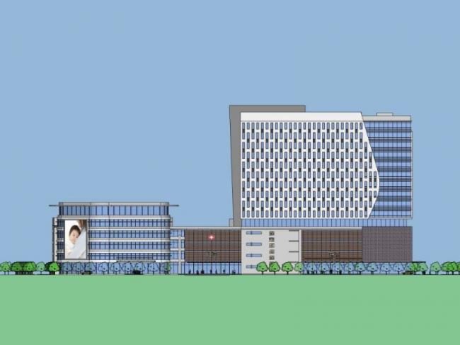 Modern Multi-Story Hospital Model in SketchUp