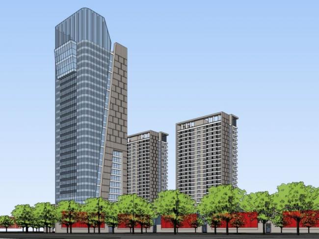SketchUp Complex Model: Multi-Story Modern Commercial, Residential, and Office Building