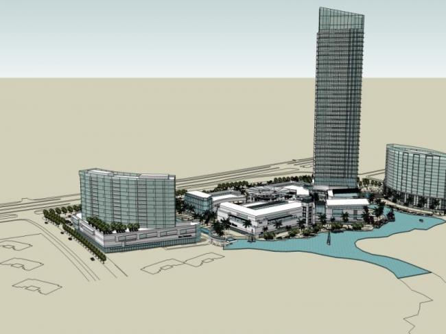 SketchUp Complex Model: Modern Super High-Rise Urban Development with Offices, Hotels, and Residences
