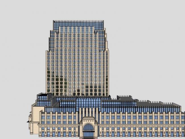 Modern Multi-Story Office Building Model in SketchUp