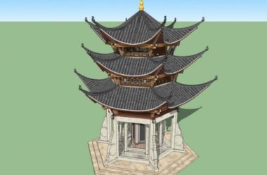 Hexagonal Ancient Pavilion Sketch Model | Traditional Chinese Architecture in SketchUp-BIM WORLD