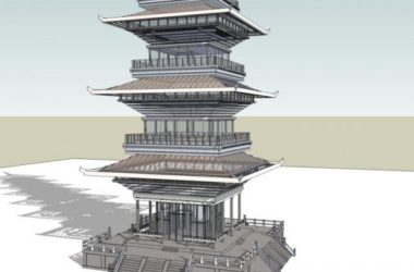 SketchUp Model of Ancient Chinese Multi-Story Tower Architecture-BIM WORLD