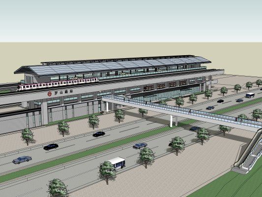 Modern Light Rail Station at Sketchup Station Road Bridge