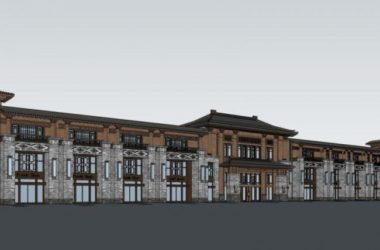 SketchUp Business Model: Multi-Story Commercial Street with Chinese Architectural Style-BIM WORLD