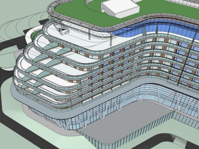 Modern Multi-Story Hotel Model in SketchUp
