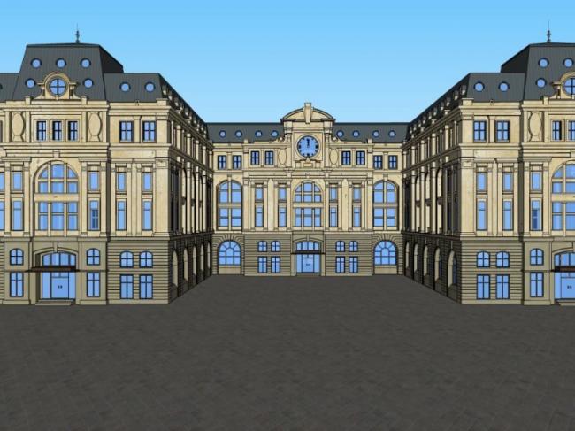 Multi-Story European Classical Style Office Model in SketchUp