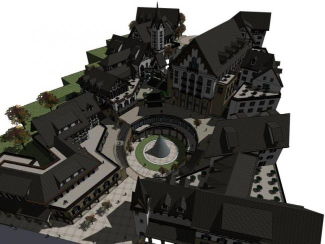 SketchUp Business Model: Multi-Story Classical Commercial Street Design
