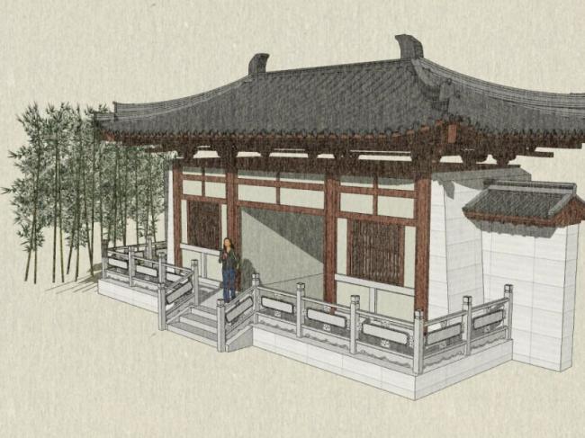 SketchUp Model: Mountain Gate Featuring Antique Chinese Architecture