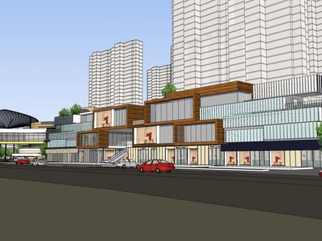 SketchUp Business Model: Modern Multi-Story Commercial Pedestrian Street Design