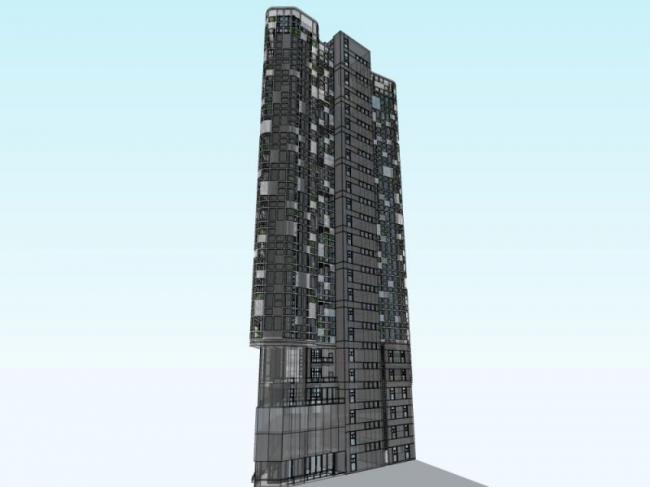 Modern High-Rise Office Building Model in SketchUp