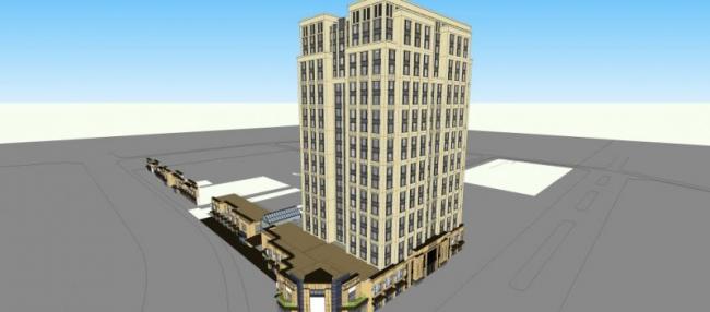 SketchUp Complex Model: Multi-Story Classical Commercial and Residential Building with Ground-Floor Retail