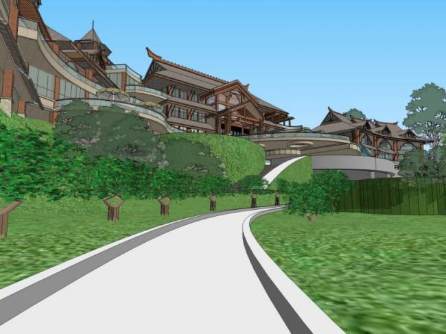 SketchUp Business Model: Clubhouse in a Modern Chinese Style
