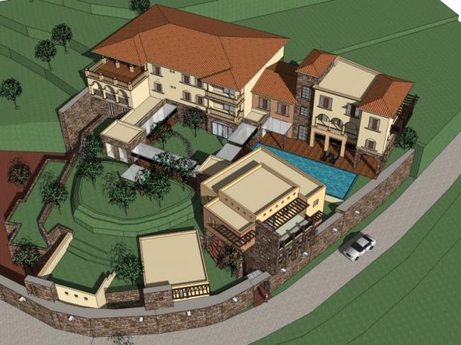 SketchUp Business Model: Multi-Story Classical Style Clubhouse Design