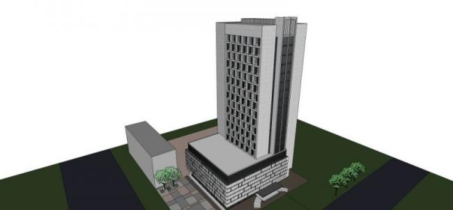 Modern High-Rise Hotel Model in SketchUp