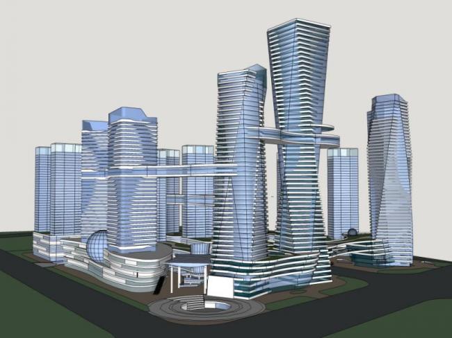 SketchUp Complex Model: Modern Super High-Rise Commercial, Office, and Hotel Tower