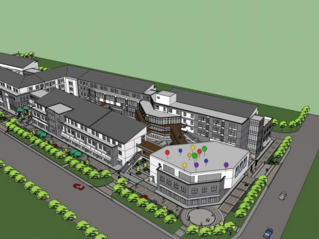SketchUp Business Model: Modern Multi-Story Commercial Pedestrian Street Design