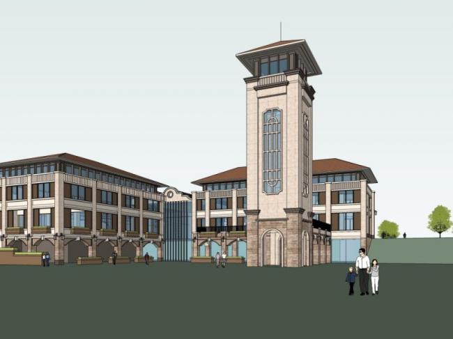 SketchUp Business Model: Multi-Story Classical Style Clubhouse Design