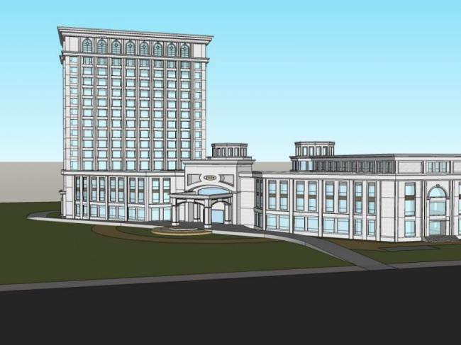 Modern High-Rise Office Building Model in SketchUp