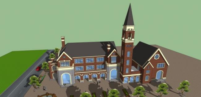 SketchUp Business Model Featuring Clubhouse in European Classical Style