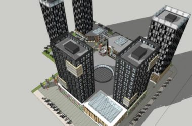 SketchUp Complex Model: Multi-Story Commercial, Residential, and Office Building in Modern Style-BIM WORLD