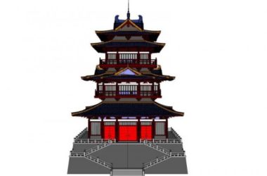 SketchUp Model of a Multi-Story Ancient Chinese Scripture Pavilion-BIM WORLD