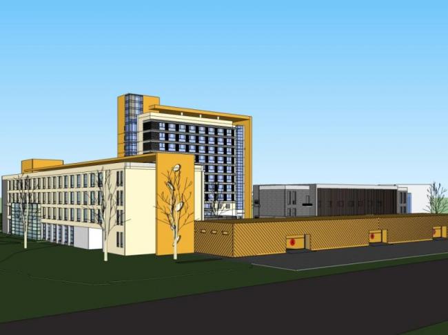 Modern Multi-Story Office Building Model in SketchUp