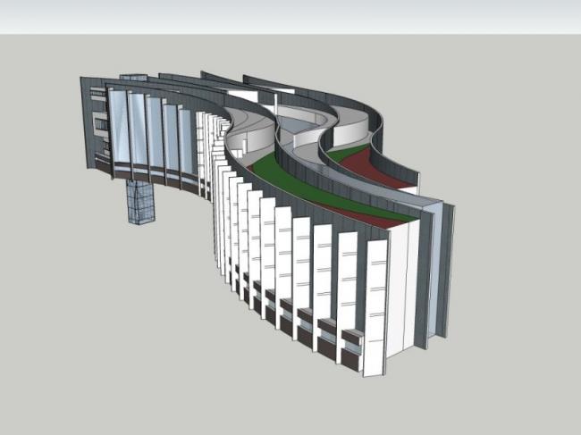 Modern Multi-Story Hotel Model in SketchUp