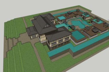 Modern Chinese-Style Hot Spring Hotel Model in SketchUp-BIM WORLD