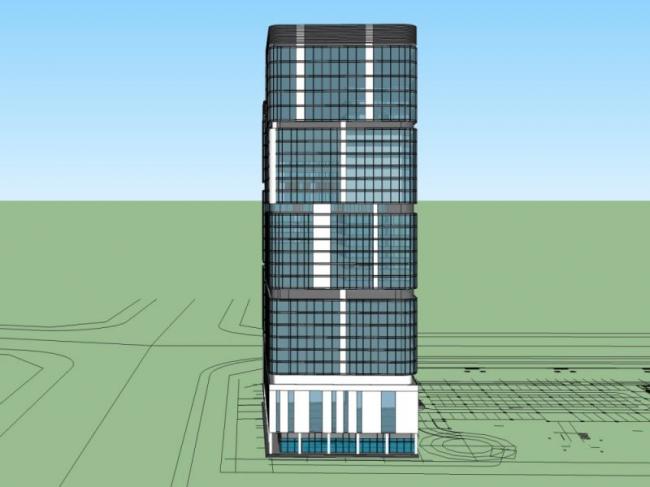 Modern High-Rise Hotel Model in SketchUp