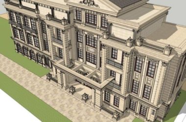 SketchUp Business Model: Multi-Story French Classical Clubhouse Design-BIM WORLD