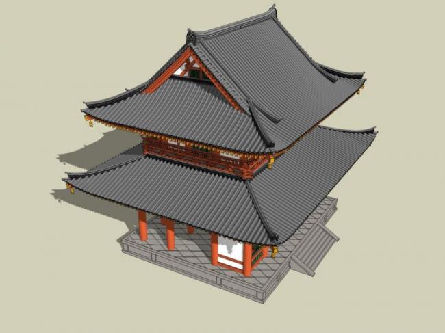 SketchUp Model of Multi-Story Ancient Chinese Architecture