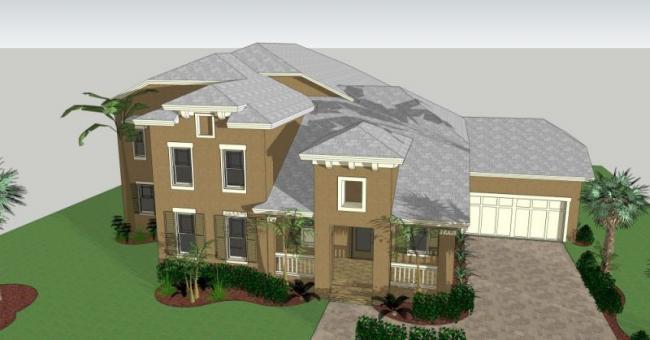 SketchUp Business Model: Modern Multi-Story Clubhouse Design