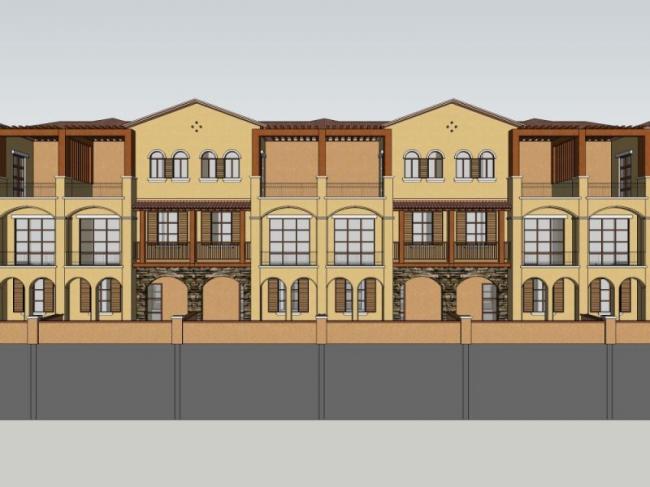 Classical Style Row House Residential Model in SketchUp