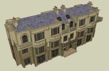 Classical Style Row House Residential Model in SketchUp-BIM WORLD