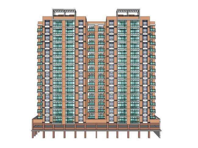 Modern High-Rise Residential Building Model in SketchUp